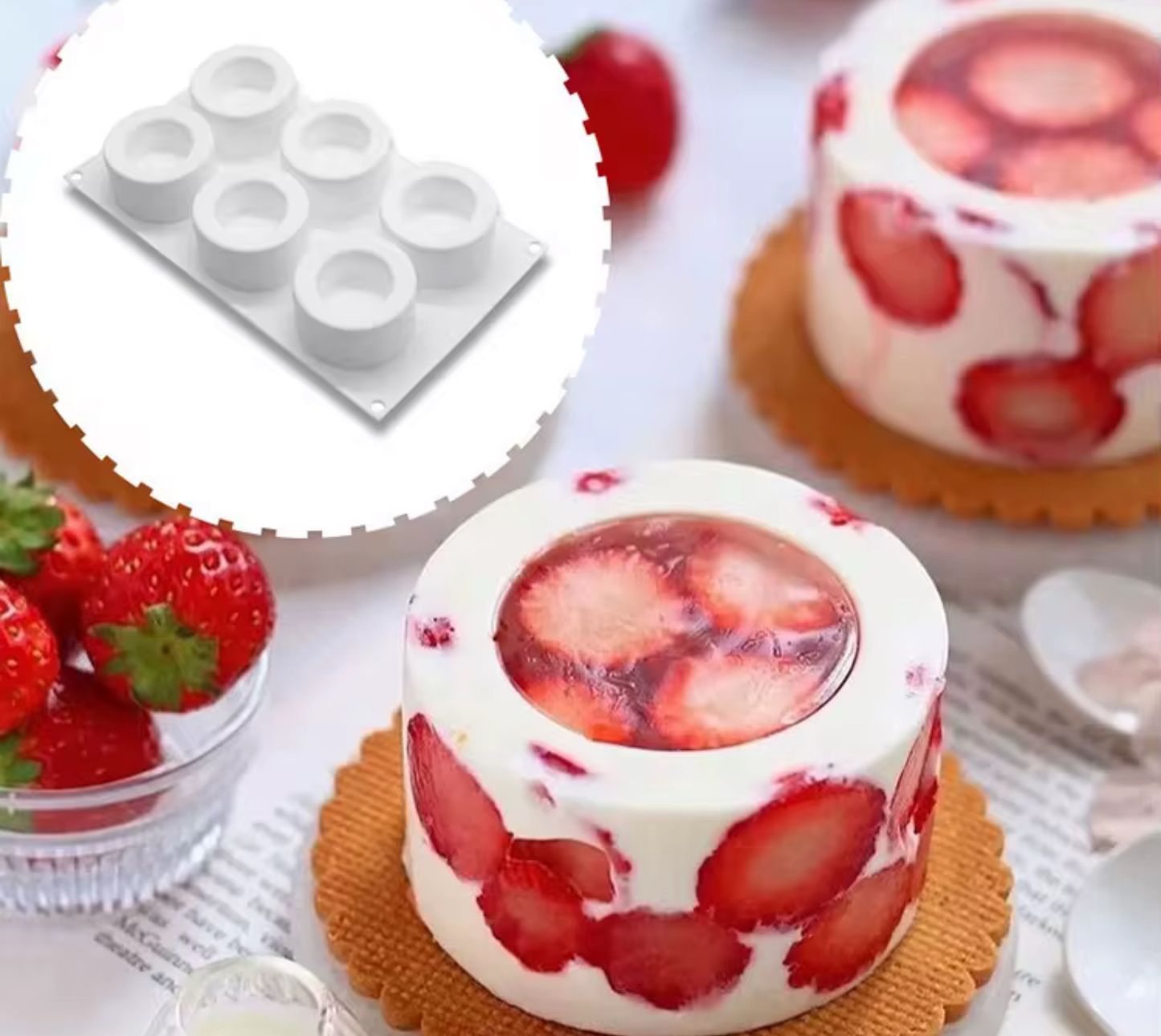 6 Cavity Round Mousse Cake Mould