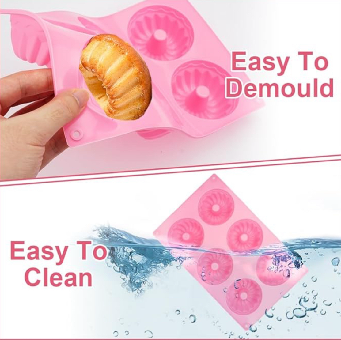 6 Cavity Mini Fluted Chiffon Mould