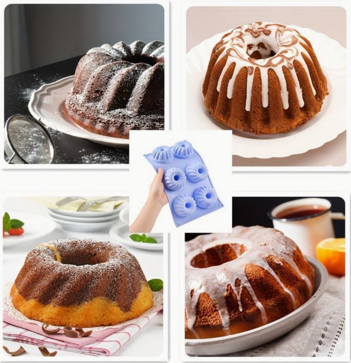 6 Cavity Mini Fluted Chiffon Mould